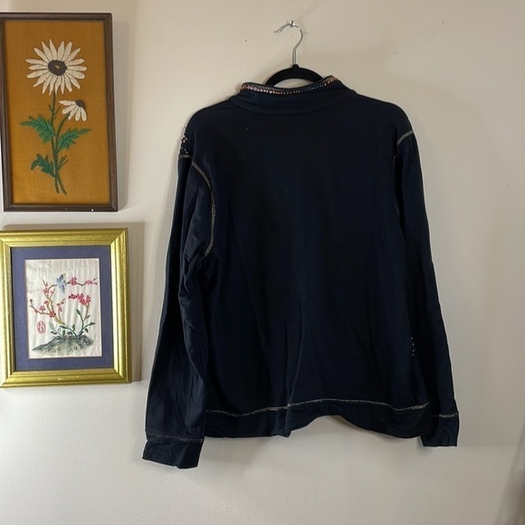 Zenergy By Chico's Black Embroided and Beaded Full Zip Jacket - Picture 2 of 10